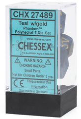 Chessex Dice: 7 Set Polyhedral Phantom Teal Gold CHX27489